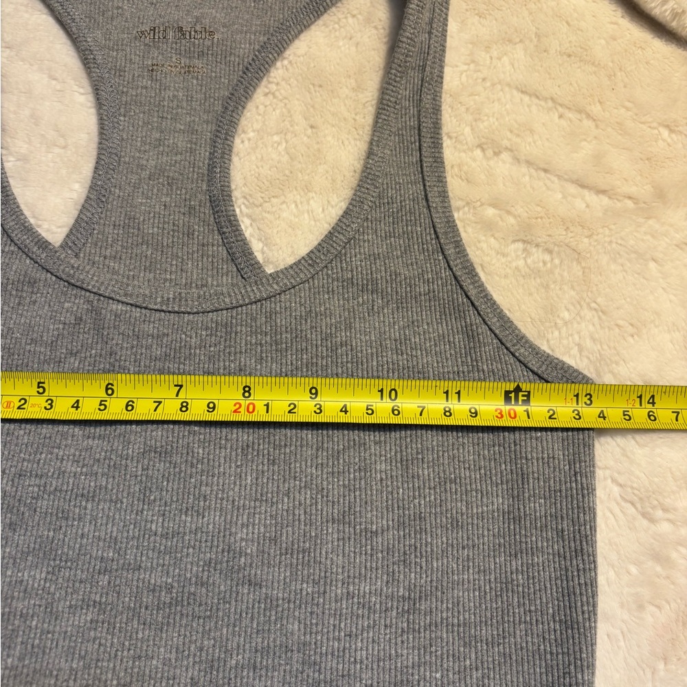 Wild Fable Tank Top Small Gray Ribbed Scoop Neck Racerback Cotton Stretch - Picture 11 of 12